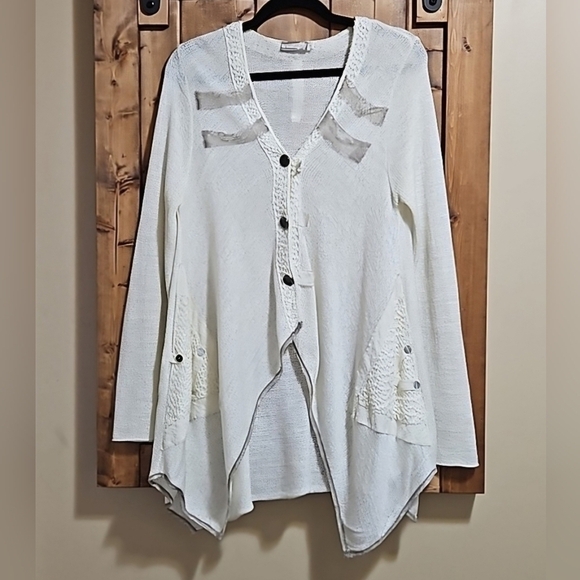 Caty Lesca Sweaters - Caty Lesca Knit Lace Cardigan Sweater Size 3